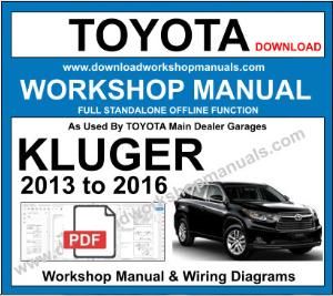 Totota Kluger 2013  to 2016 Workshop Service Repair Manual
